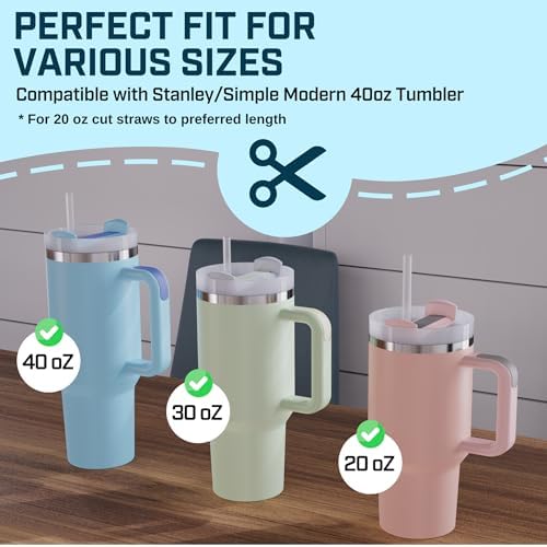 6 Pack Stanley Straws for 40 oz Tumbler - Stanley Replacement Straw with 2 Cleaning Brushes, Reusable BPA-Free Plastic, 40 oz Tumbler Accessories - Image 4