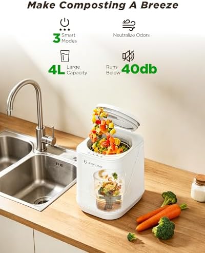 Electric Composter for Kitchen, 4L Large Smart Countertop Compost Bin, Odorless | Auto-Cleaning | Low Noise |Turn Food Waste into Fertilizer Composter, 2026 New Indoor Food Waste Compost Machine - Image 4