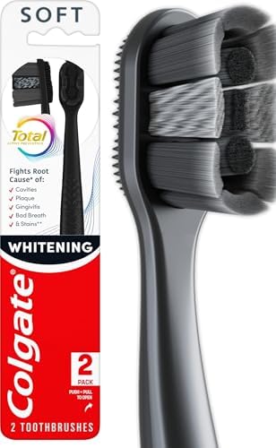 Colgate Total Whitening Charcoal Toothbrush, Soft, Black, 2 Pack by Colgate
