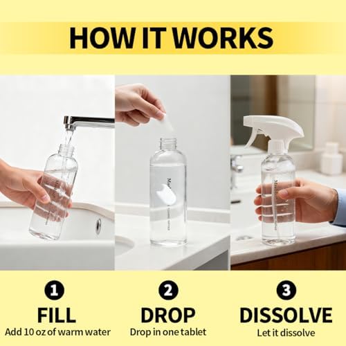 Multi-Surface Cleaner Refill Tablets with a Bottle, 6-Pack Refill, All-Purpose Cleaning Supplies Home & Kitchen - Non-toxic & Effective 6 x 10.14 Fl oz Bottles - Image 3