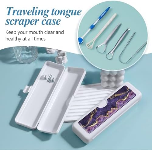 Toothbrush Travel Case - Colorful Pattern, Holder and Covers for Toothbrushes, Includes Tongue Scraper Case - Image 5