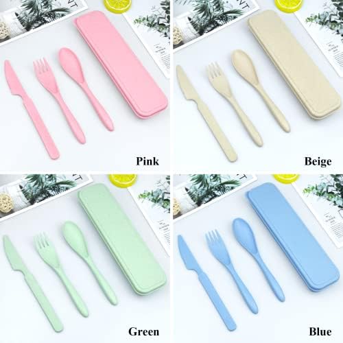 DISSKNIC 4 Sets Portable Utensils Set with Case, Travel Utensils Fork and Spoon Set for Lunch Box Accessories, Reusable Lunch Utensils Set for Work, Travel Accessories Camping Utensil Set and Home Use - Image 3