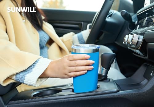 SUNWILL Travel Coffee Tumbler 20 oz, Insulated Mug with Lid, Stainless Steel Cup for Outdoor, Powder Coated Royal Blue - Image 6
