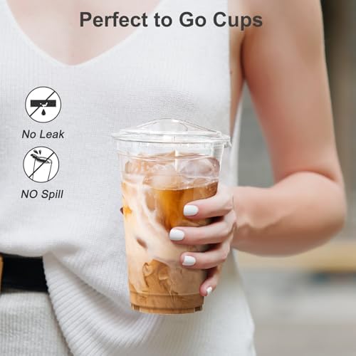 Dealusy 100 Pack - 20 oz Clear Plastic Cups with Sip Lids - Image 3