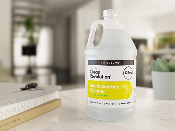 Clean Revolution Multi-Surface Cleaner Refill Supply | Non-Toxic, Eco-Friendly & Plant-Based | Ready To Use | Lemon & Herbs | 128 Fl Oz, 4 Pack, 512 Total Fl Oz - Image 2