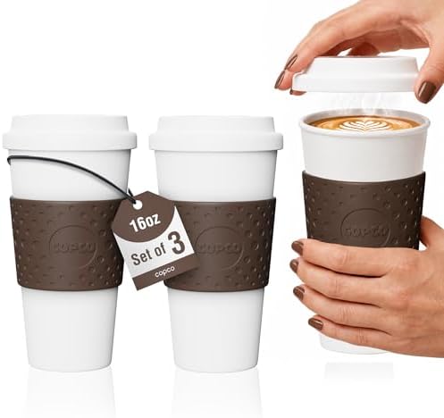 Copco 16oz Acadia Travel Mug, Set of 3 - Spill-Resistant (Brown) by Copco