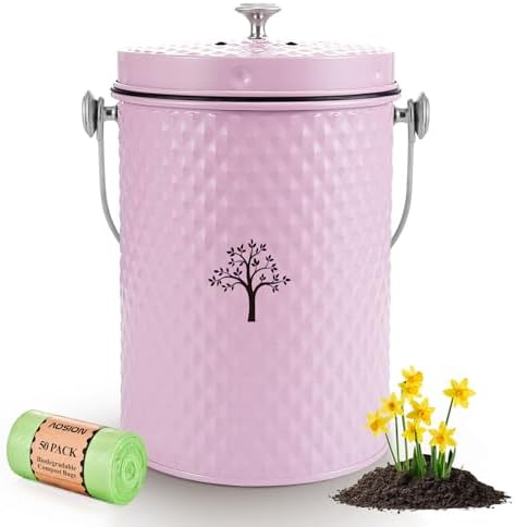 AOSION Countertop Compost Bin, Odor-Free Food Waste Container with 50 Bags by AOSIONUSA