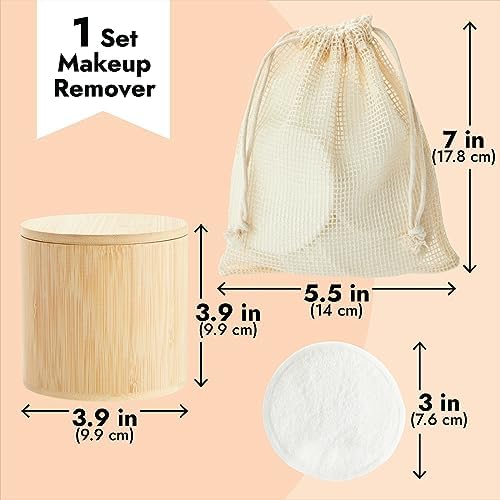 Glamlily Reusable Cotton Pads for Face Makeup Removal with Bamboo Holder and Mesh Storage Bag (White) 16 Pack - Image 4