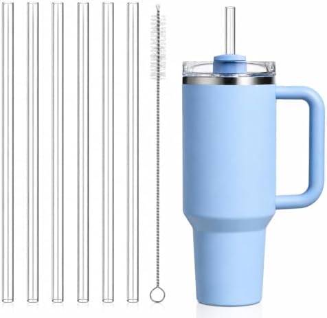 Replacement Straw Compatible with 40 oz Stanley Quencher Tumbler, 12 Inch Extra Long Reusable Plastic Straws for 40 Oz Cup, Clear-6 Pack by Bubrike