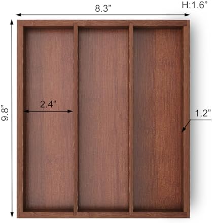 Fibogollo Bamboo Silverware Organizer with 3 Slots for Kitchen(Brown) - Image 5