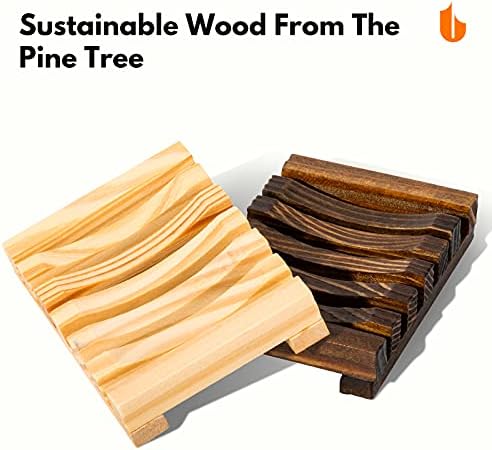 Urbanstrive Natural Wooden Soap Dish Soap Saver Holder Soap Tray for Bathroom, Biodegradable, Zero Waste, Plastic Free, Charcoal Color - Image 5