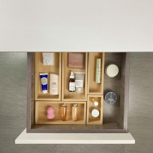 bamboo drawer organizer Set,expandable drawer dividers,wooden storage organizers,drawer organizers for kitchen, bathroom,flatware,Tea Bag Organizer (2 X 5PCS Natural) - Image 6