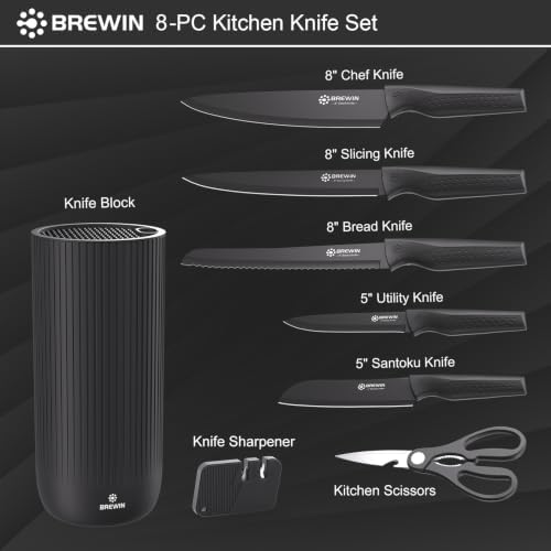 Knife Set, Brewin Kitchen Knife Set, Knives Set for Kitchen, Universal Knife Block, Utility Knife Block Set, New Home Essentials, Apartment Essentials, Camping Essentials, RV Essentials - Image 5