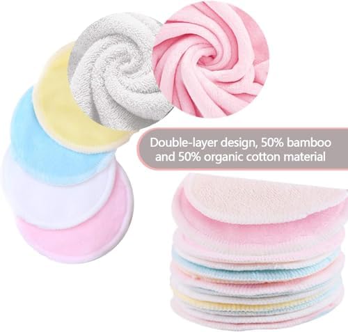 Reusable Makeup Remover Pads (24 Pack) with 2 Bags for Laundry & Storage, Reusable Bamboo Cotton Rounds, Eco-Friendly Reusable Cotton Pads for All Skin Types - Image 2