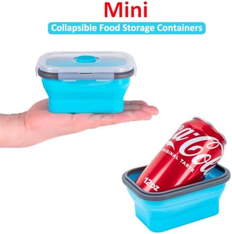 Collapsible Food Storage Containers with Lids & Vent, 11.8 oz, Kitchen Stacking Silicone Collapsible Meal Prep Container Set for Leftover, Microwave Freezer Dishwasher Safe, Blue Small 4 Pack - Image 3