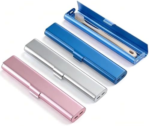 Portable Toothbrush Travel Case: 3 Pack Breathable & Dirt-Proof Hotel Camping Outdoor - Aluminum for Storage Recyclable Family Traveler (Rose Gold,Silver,Blue) by betevie