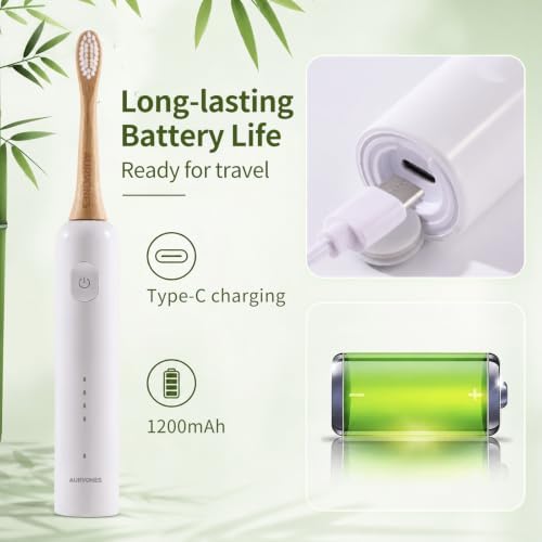 Ultrasonic Oscillating Electric Toothbrush with Bamboo Heads - Image 6