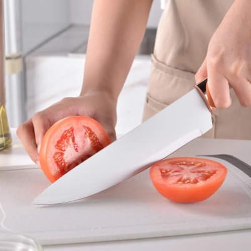 Kitchen Utensils Set & Knife Set with Block, 19 Piece All-in-One Cooking Set, 12 Nonstick Silicone Utensils + 5 Sharp Stainless Steel Chef Knives + Cutting Board, Dishwasher Safe Gift Set (White) - Image 5