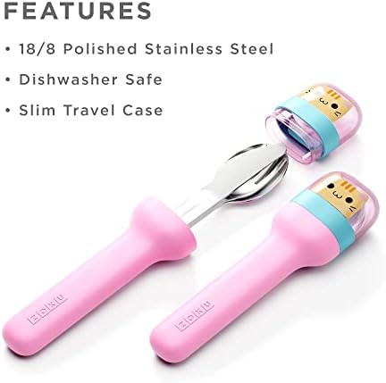 ZOKU Kids Pocket Utensil Set, Kitty - Stainless Steel Fork, Knife, and Spoon in Case - Portable Design for Travel, School, Picnics, Camping and Outdoor Home Use - Image 2