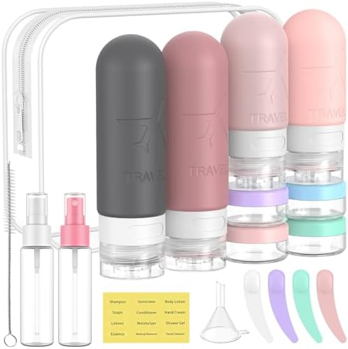 ME.FAN 18 Pack Travel Bottles for Toiletries, TSA Approved, Pink by MEFAN