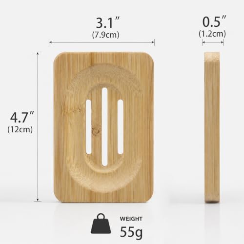 Bamboo Soap Dish, Soap Holder Soap Case Sponge Tray Sponge Drain Rack for Kitchen & Bathroom - Image 6