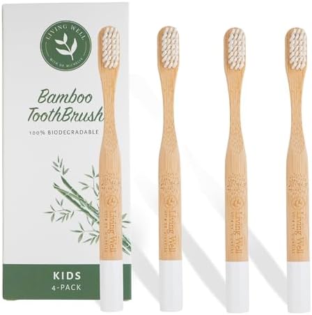 Living Well Dr. Michelle Kids Bamboo Charcoal Toothbrush, 4 Pack by LivingWellwithDrMichelle