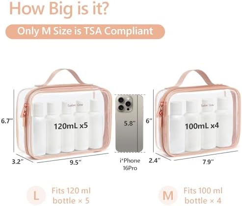 PACKISM Clear Makeup Bag Travel - TSA Approved Toiletry Bag, 2 Rose Pink - Image 3