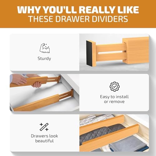 4-Pack Drawer Dividers 2.6-Inch High Dresser Drawer Organizer 16 to 22 Inch - Image 6