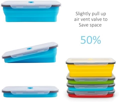 Extra Large Collapsible Food Storage Containers with Lid & Air Vent, 81 oz, 4 Pack, XXL Collapsible Marinade Container BBQ Prep Foldable Silicone Containers, Microwave Freezer Dishwasher Safe - Image 5