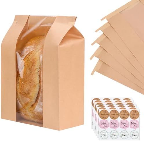 Moretoes 60pcs Bread Bags for Homemade Bread with Tab, 13.7x8.3x3.5In by Moretoes