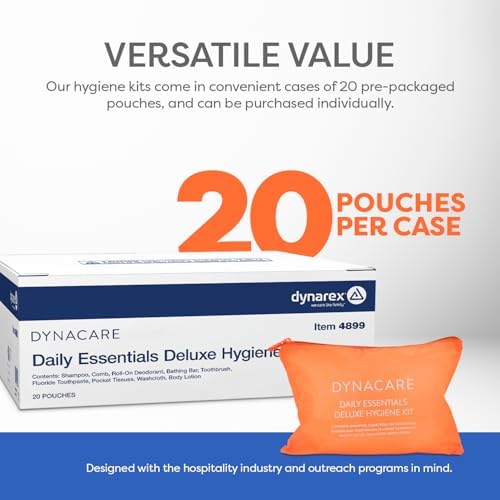 Dynarex DynaCare Daily Hygiene Kit - Travel Essentials Toiletry Bag - Includes TSA Approved Shampoo, Toothbrush Set, Body Lotion and More - Orange, 1 Kit (9-Pieces) (Pack of 2) - Image 7