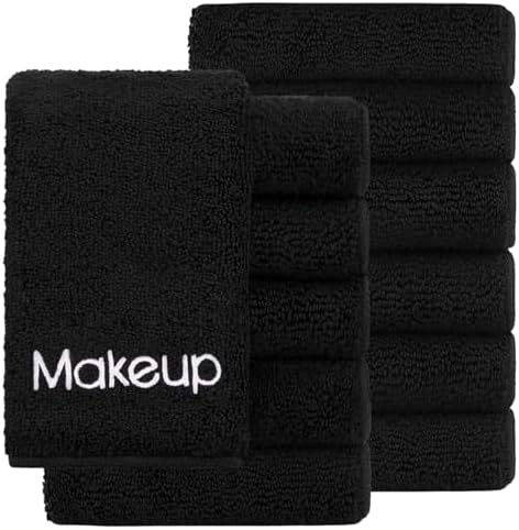 GLIMGLINT Makeup Remover Wash Cloths 12 Pack – Soft Black Makeup Towels by Unknown