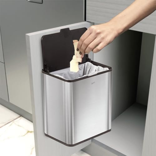 Glad Roomate Stainless Steel Under Counter Waste Bin with Clorox Odor Protection | Space Saving Dual Lid Small Trash Can for Kitchen Cabinet, Bathroom or Office, 1.5 Gallon (6L) - Image 3
