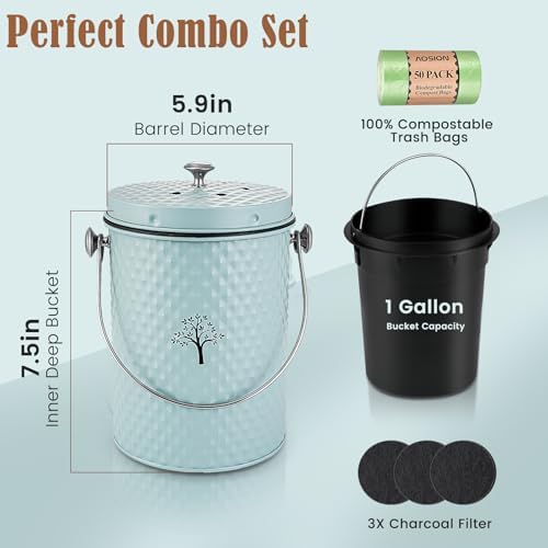 AOSION Countertop Kitchen Odorless Compost Bin with Removable Inner Bucket - Image 2