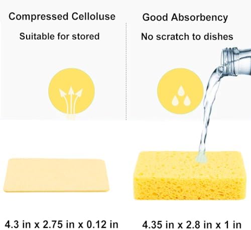 METUUTER Kitchen Sponges 12 Pack Natural Cellulose for Non Scratch Cleaning - Image 2