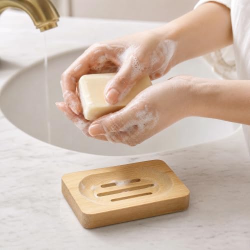 Bamboo Soap Dish, Soap Holder Soap Case Sponge Tray Sponge Drain Rack for Kitchen & Bathroom - Image 2
