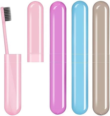 Hooqict 4 Pack Travel Toothbrush Case Portable Travel Toothbrush Holder Plastic Toothbrush Container Protector Cover Case for Traveling, Bathroom, Camping, Home, School, Business by Hooqict
