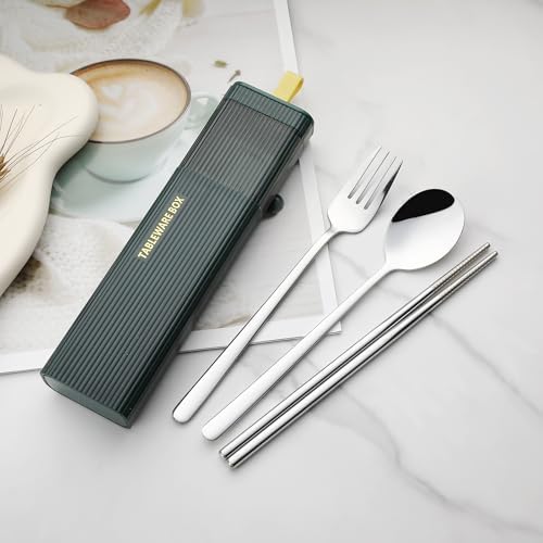 DEVICO Travel Utensils with Case, 4Pcs Korean Chopsticks Fork and Spoon Set - Image 4
