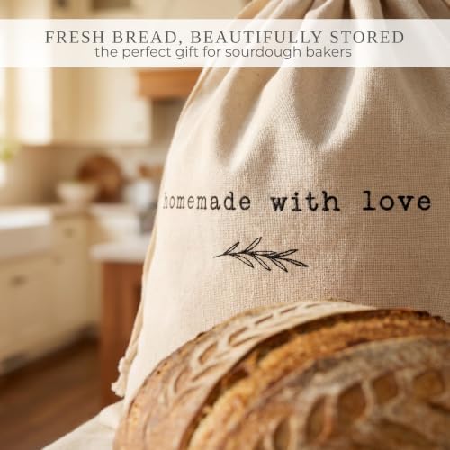 Beautiful Linen Bread Bag Set & Proofing Cover for Homemade Sourdough - Image 4