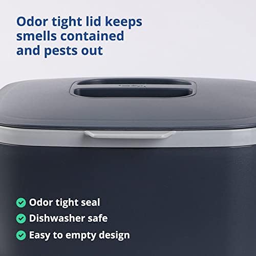 Blue Ginkgo Kitchen Compost Bin, 5L Countertop Compost Bin, Dark Grey - Image 4