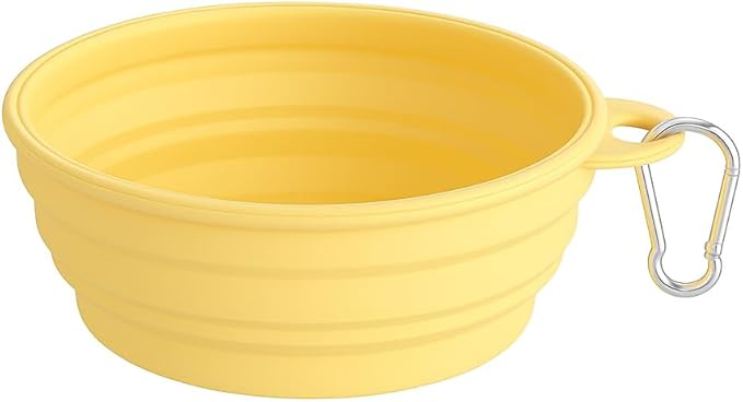 Collapsible Dog Bowl, Portable Silicone Pet Bowl with Clip for Travel, Hiking, and Outdoor Use (Green) (Green)