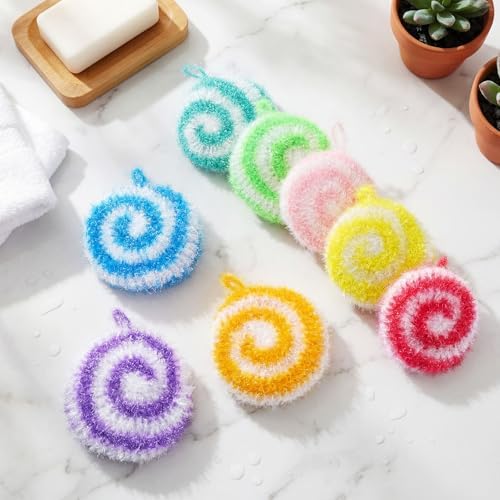 Kenning 12 Pcs Dish Scrubber Non Scratch Dish Washing Scrubbers Reusable Household Cleaning Kitchen Tools for Dishwashing Washing Dishes Cookware Tubs Sinks (Candy) - Image 4