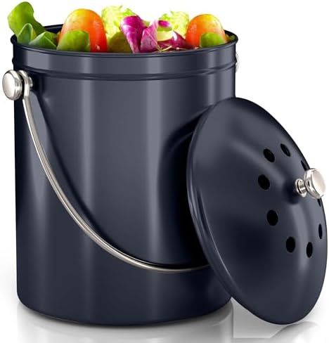 Utopia Kitchen Countertop Compost Bin 1.3 Gallon, Stainless Steel, Purple by UTOPIAKITCHEN