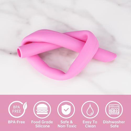 NiHome 6-Pack Wide Reusable Bent Silicone Straws for Smoothies, Milkshake - Image 6