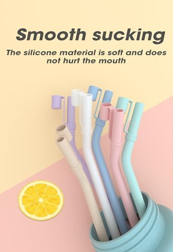 Doboli Replacement 13 inch Long Silicone Straw With Straw Cover,Compatible with Stanley Owala 40 oz 30 oz Cup Tumbler, 6 Pack Reusable Bent Straw with Cleaning Brush,for Stanley Tumbler Accessorie - Image 3