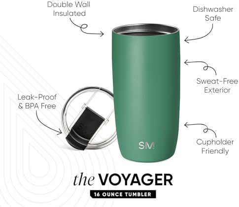 Simple Modern Travel Coffee Mug with Lid | 16oz | Green - Image 3