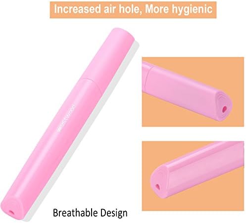 Plastic Travel Toothbrush Cover Portable Toothbrush Box, Breathable Design with Air Hole More Container Toothbrush Tube Container for Home Daily Travel Camping School Business Trip (Pink) - Image 3