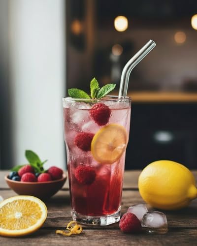Glass Straws, 18-Pack Reusable Clear Glass Drinking Straws Set - Image 6