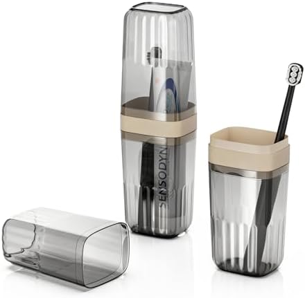 Large Enclosed Toothpaste and Toothbrush Travel Case with Rinse Cup by Oasiteege