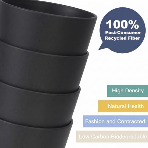 Wrova Wheat Straw Cups 6 PCS Good Alternative to Plastic Reusable Cups 12 oz Unbreakable Drinking Cup Reusable Dishwasher Safe Water Plastic Glasses Black - Image 5